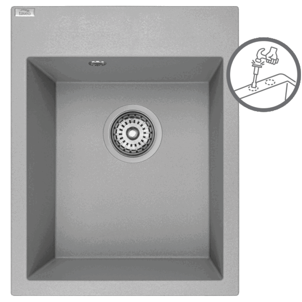 Granitinė kriauklė – 1 dubuo 500 mm x 390 mm x 190 mm