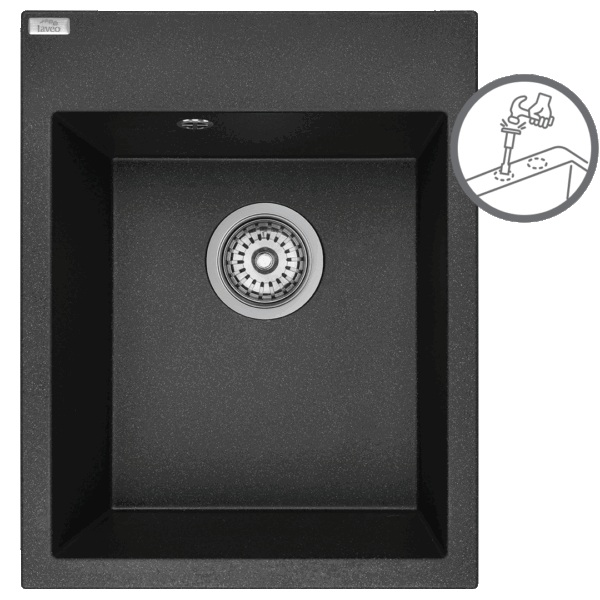 Granitinė kriauklė – 1 dubuo 500 mm x 390 mm x 190 mm