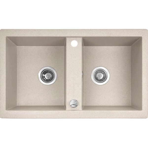 Poligrano granitinė kriauklė – 2 dubenys 480 mm x 780 mm x 170 mm