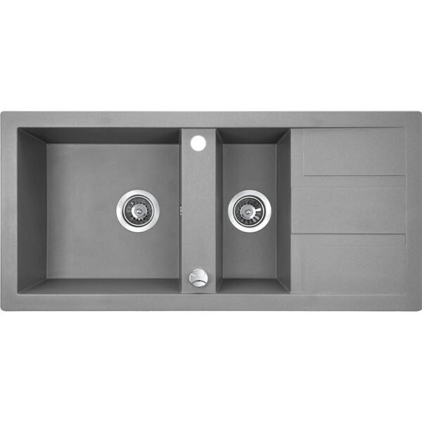 Poligran granitinė kriauklė – 1,5 dubens su nuvarvėjimo plokštuma 480 mm x 1000 mm x 170 mm
