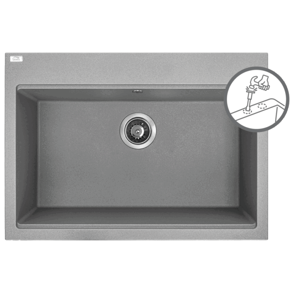 Granitinė kriauklė - 1 dubuo 500 mm x 700 mm x 200 mm