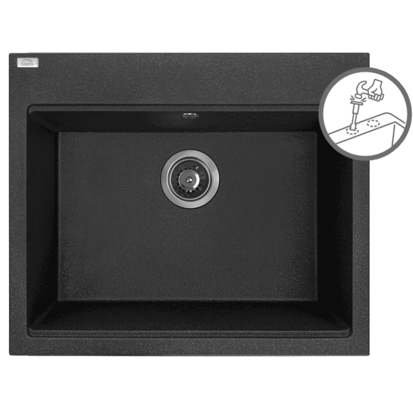 Granitinė kriauklė - 1 dubuo 500 mm x 600 mm x 200 mm