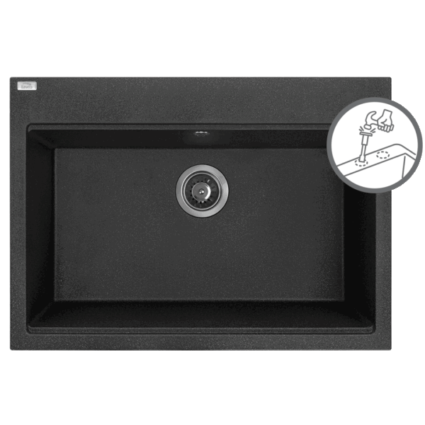 Granitinė kriauklė - 1 dubuo 500 mm x 700 mm x 200 mm