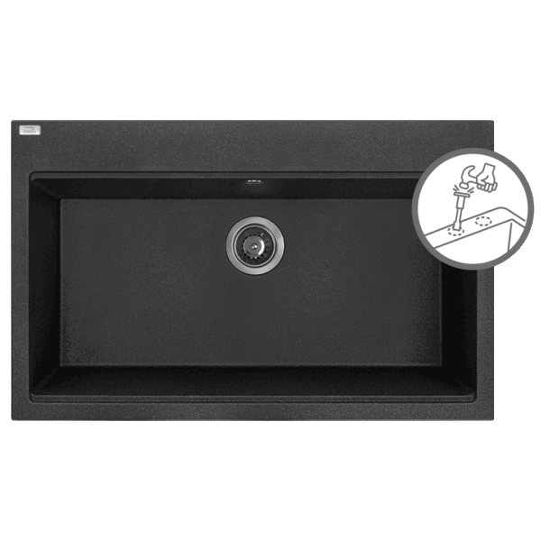 Granitinė kriauklė - 1 dubuo 500 mm x 800 mm x 200 mm