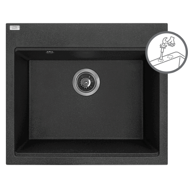 Granitinė kriauklė - 1 dubuo 500 mm x 570 mm x 200 mm
